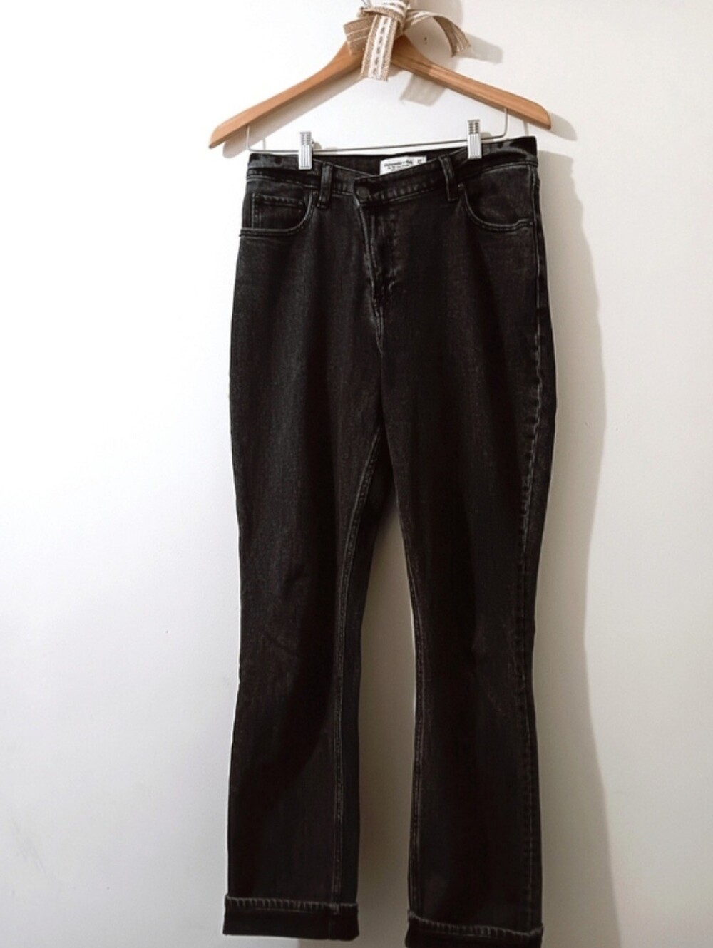 ABERCROMBIE & FITCH 90s VINTAGE BLACK SLIM STRAIGHT ULTRA HIGH RISE JEANS 27 | 4